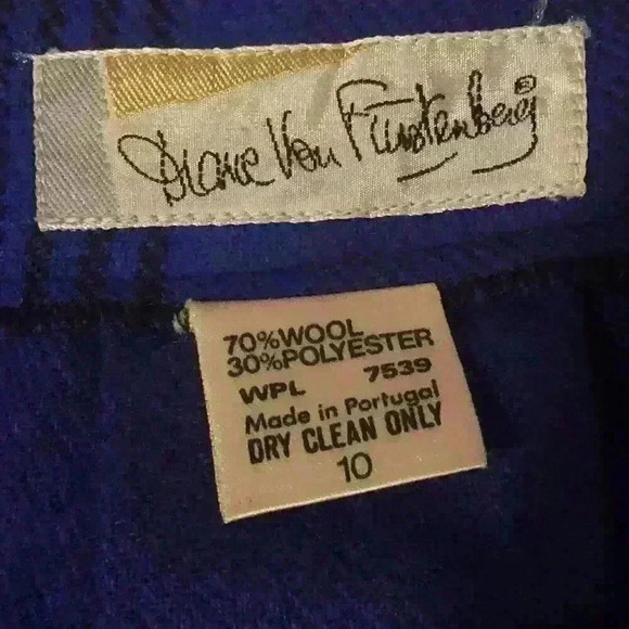 Vintage Diane Von Furstenberg Plaid Pencil Wool Skirt Secretary DVF 27” Waist - Picture 3 of 4